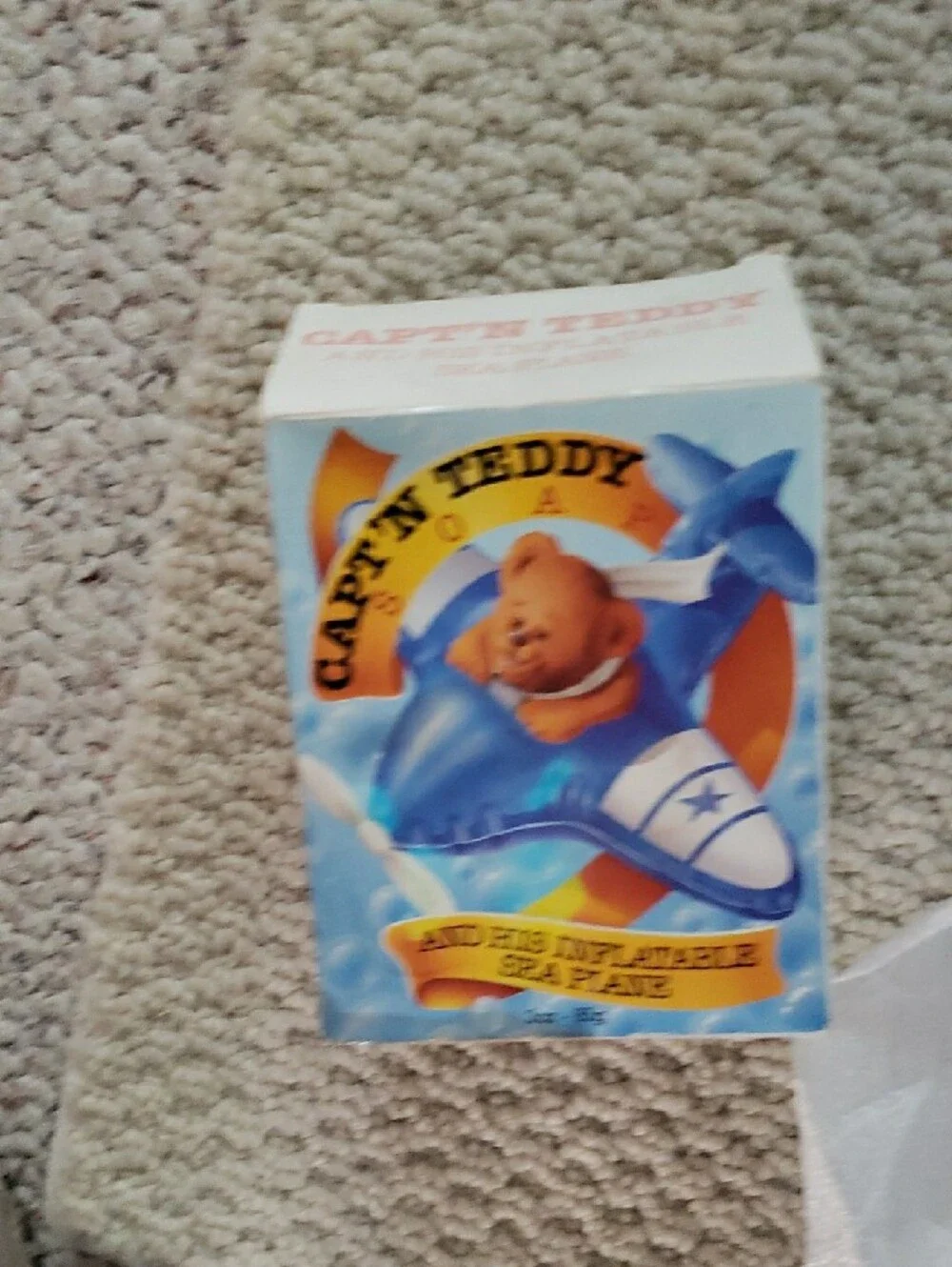 Avon Capt'n Teddy Blue and White Inflatable Sea Plane  And Bear Shaped Soap
